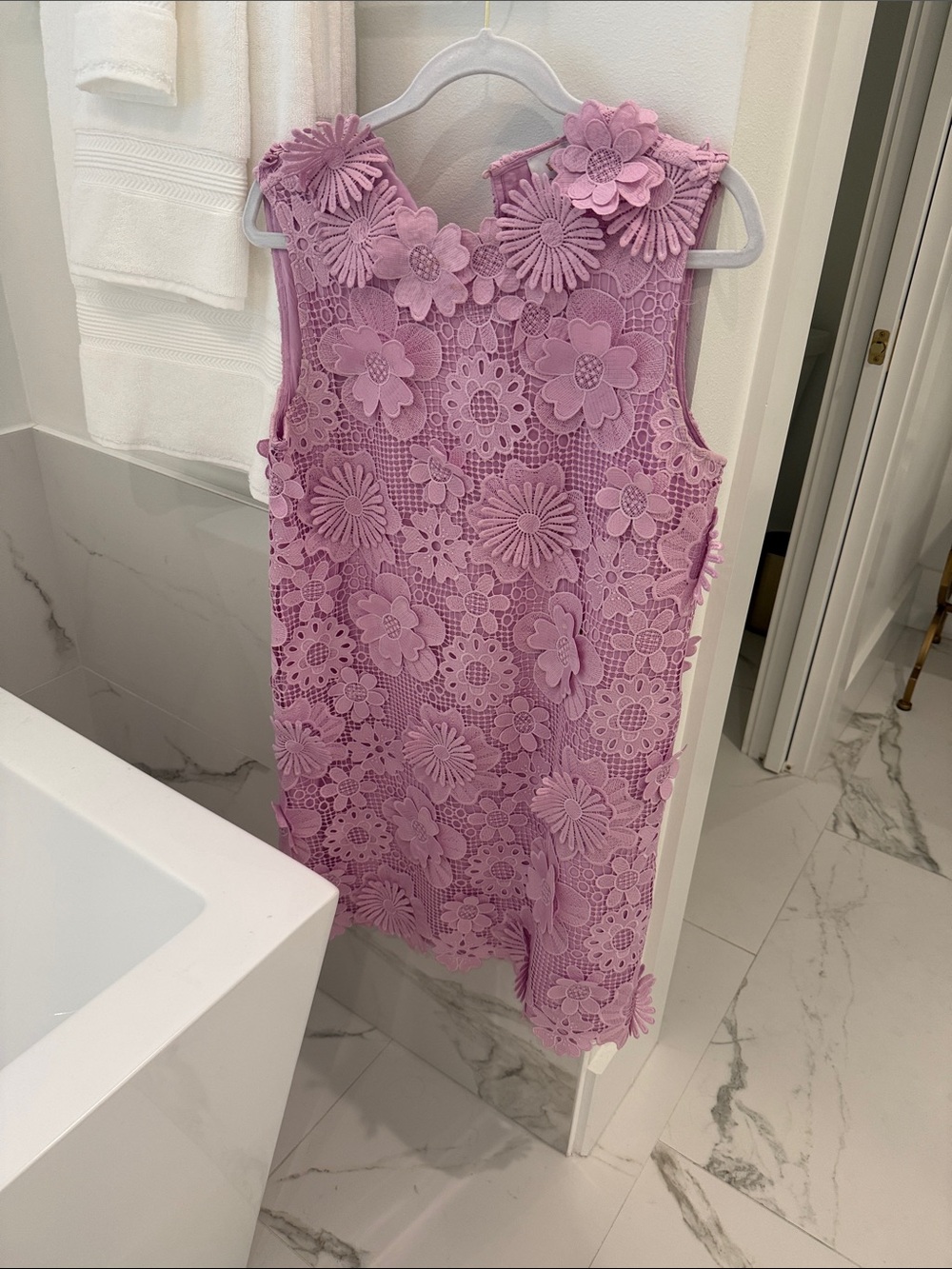Sleeveless Floral Crochet Midi Dress - Pink